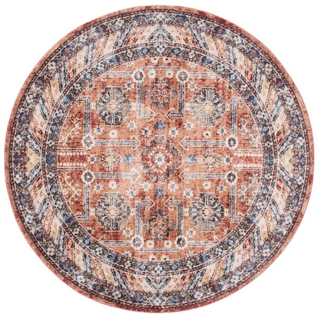 Safavieh 6 ft. 7 in. x 6 ft. 7 in. Bijar Power Loomed Round Area Rug; Rust & Ivory BIJ653Q-7R